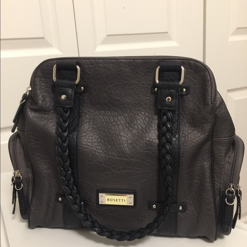 Ladies Satchel Bag by Rosetti, Charcoal Grey & Blk